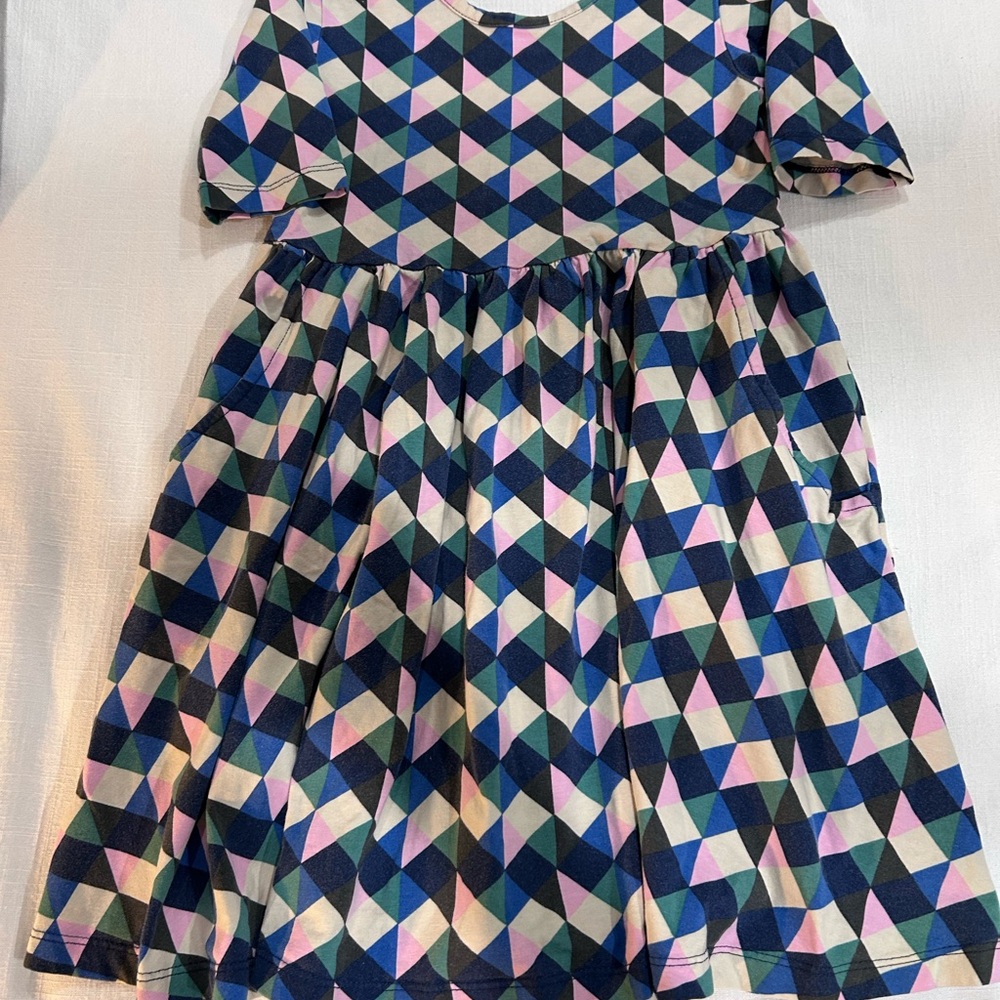 Hanna Andersson Geometric Patterned Kids Short Sleeve Dress 6-7/120